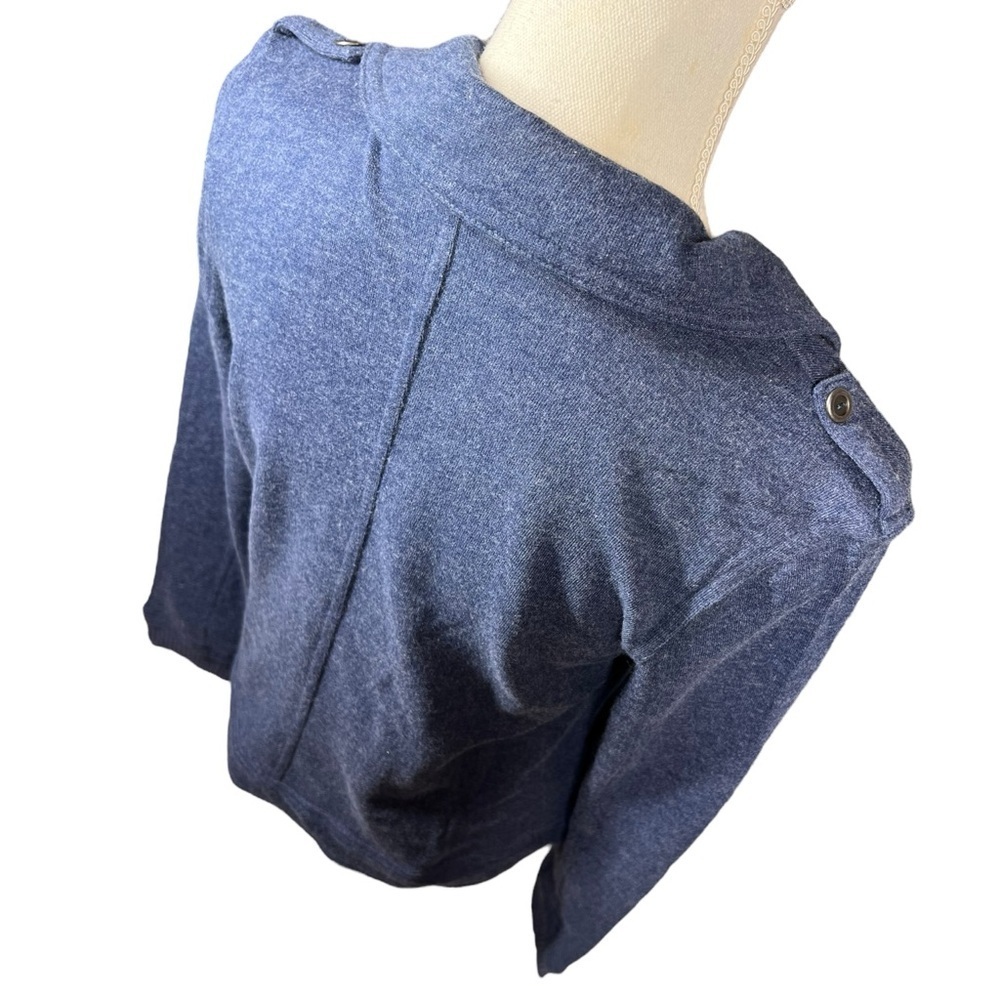 Tresics Double Breasted Button Up Sweatshirt Pointed Collar Long Sleeve Blue L - Picture 6 of 11